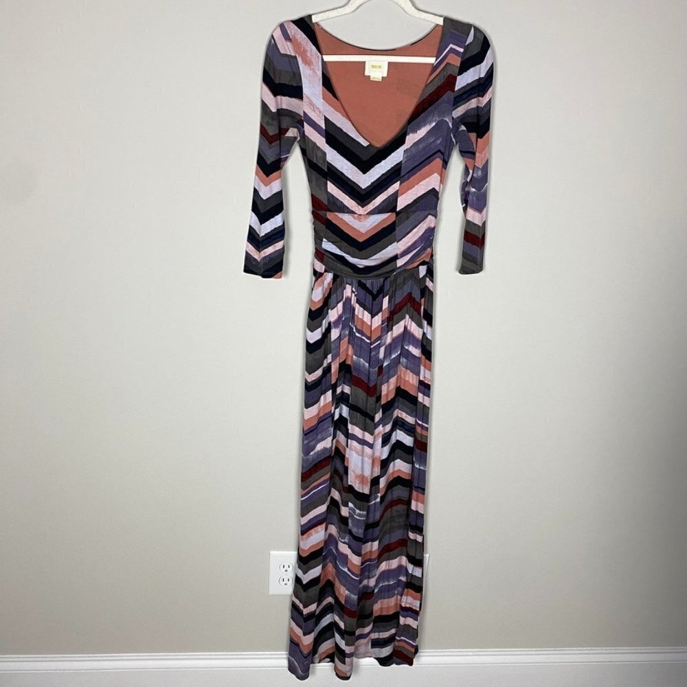 Anthropologie Maeve Novella Chevron Striped Maxi Dress Womens XS